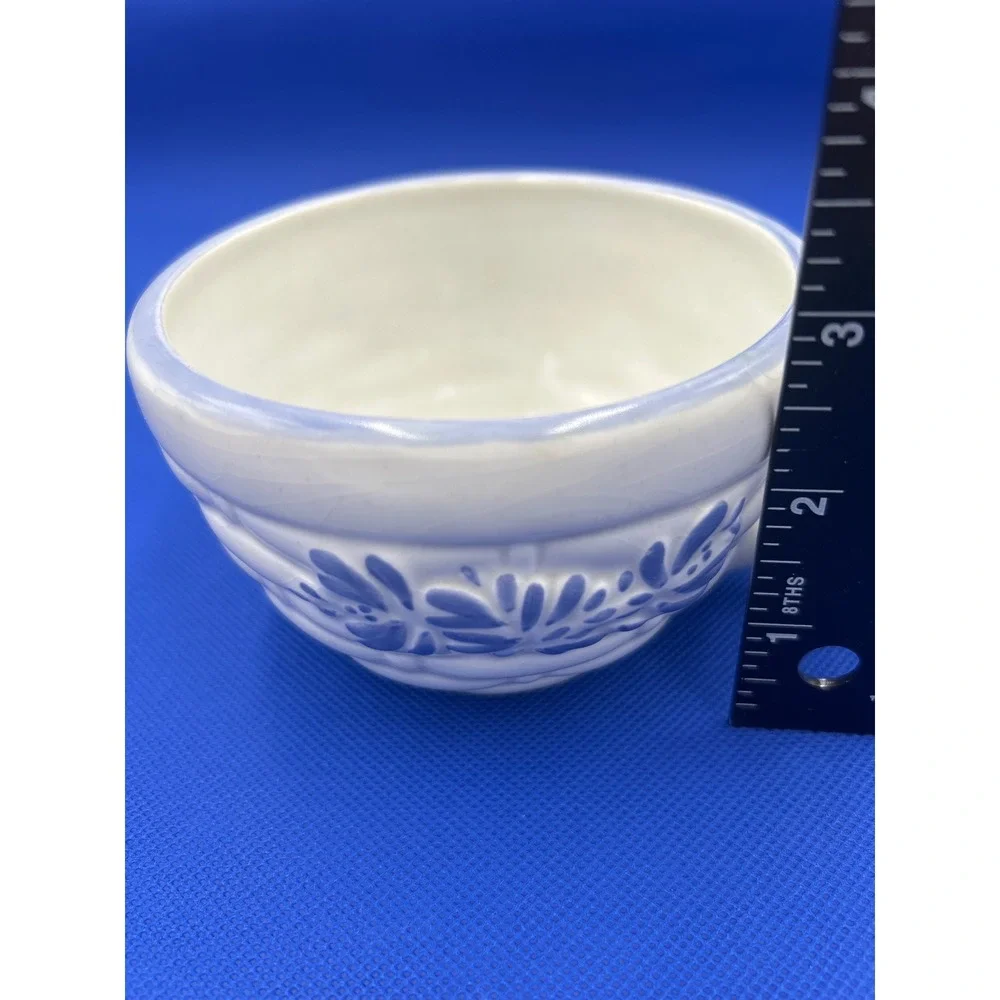 RARE Pfaltzgraff Basketweave Blue Floral Stoneware Cup Mug Vintage USA